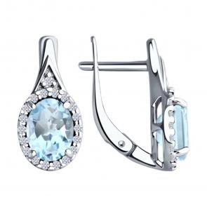 Серебряные серьги Diamant с топазом и фианитом 94-320-00179-1 фото