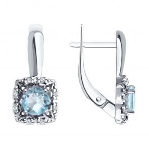 Серебряные серьги Diamant с топазом и фианитом 94-320-00180-1 фото