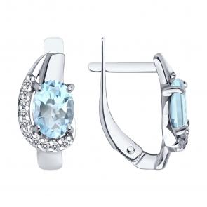 Серебряные серьги SOKOLOV с топазом и фианитом 94-320-00183-1 фото