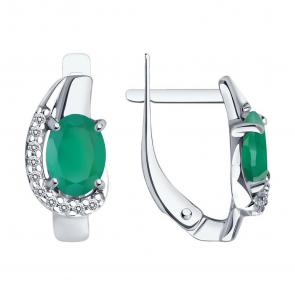 Серебряные серьги Diamant с фианитом и агатом 94-320-00183-2 фото