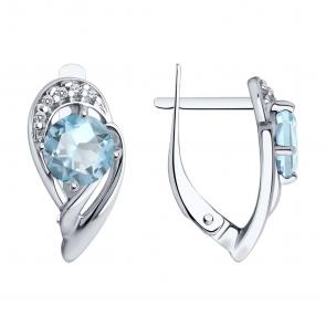 Серебряные серьги SOKOLOV с топазом и фианитом 94-320-00184-1 фото