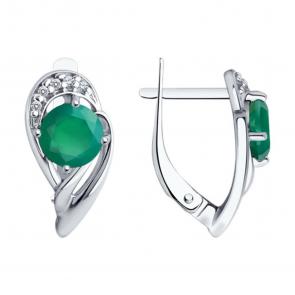 Серебряные серьги Diamant с фианитом и агатом 94-320-00184-2 фото