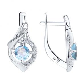 Серебряные серьги Diamant с топазом и фианитом 94-320-00379-1 фото