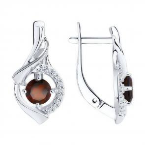 Серебряные серьги Diamant с фианитом и гранатом 94-320-00379-2 фото