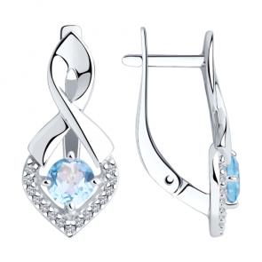 Серебряные серьги Diamant с топазом и фианитом 94-320-00380-1 фото