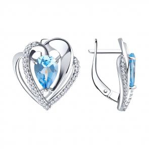 Серебряные серьги Diamant с топазом и фианитом 94-320-00545-2 фото
