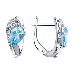 Серебряные серьги Diamant с топазом и фианитом 94-320-00548-1 фото