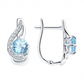 Серебряные серьги Diamant с топазом и фианитом 94-320-00555-1 фото