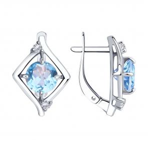 Серебряные серьги Diamant с топазом и фианитом 94-320-00603-1 фото