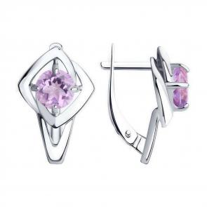 Серебряные серьги Diamant с аметистом 94-320-00605-2 фото