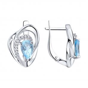 Серебряные серьги Diamant с топазом и фианитом 94-320-00630-1 фото
