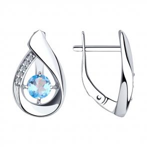 Серебряные серьги Diamant с топазом и фианитом 94-320-00695-1 фото