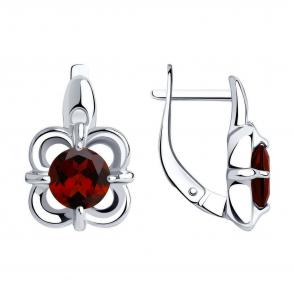 Серебряные серьги Diamant с гранатом 94-320-00713-2 фото