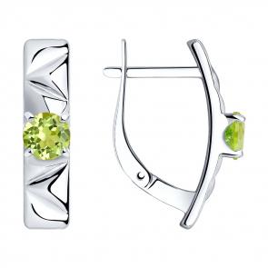 Серебряные серьги Diamant с хризолитом 94-320-00793-2 фото