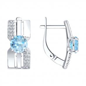 Серебряные серьги Diamant с топазом и фианитом 94-320-00794-1 фото