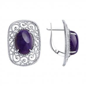 Серебряные серьги Diamant с чароитом 94-320-00895-1 фото