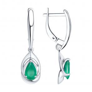 Серебряные серьги Diamant с агатом 94-320-00981-2 фото