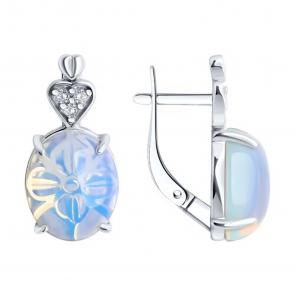 Серебряные серьги Diamant с опалитом и фианитом 94-320-01836-1 фото