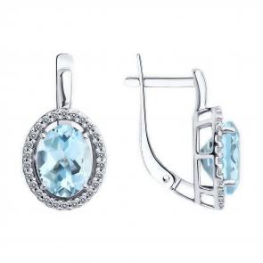 Серебряные серьги Diamant с топазом и фианитом 94-320-01999-1 фото