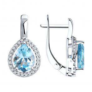 Серебряные серьги Diamant с топазом и фианитом 94-320-02047-1 фото