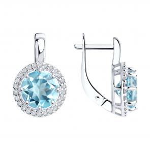 Серебряные серьги Diamant с топазом и фианитом 94-320-02052-1 фото