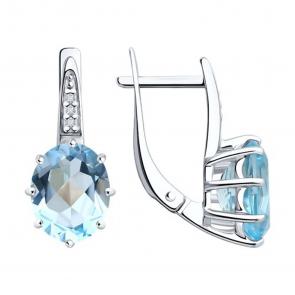 Серебряные серьги Diamant с топазом и фианитом 94-320-02054-1 фото