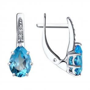 Серебряные серьги Diamant с топазом и фианитом 94-320-02059-1 фото