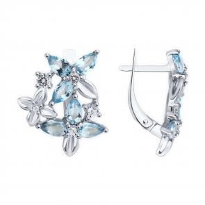 Серебряные серьги Diamant с топазом и фианитом 94-320-02061-1 фото