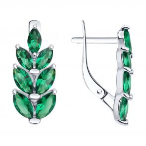 Серебряные серьги Diamant с ситаллом цвета Изумруд 94-320-02172-1 фото