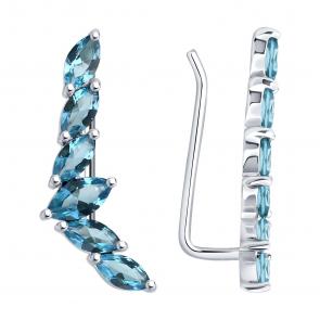 Серебряные серьги Diamant с ситаллом цвета Лондон топаз 94-320-02173-1 фото