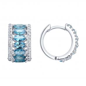 Серебряные серьги Diamant с ситаллом цвета Лондон топаз и фианитом 94-320-02192-1 фото