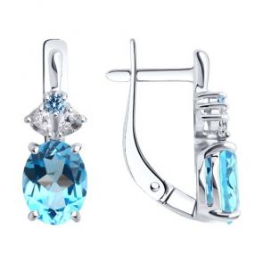 Серебряные серьги Diamant с топазом и фианитом 94-320-02683-1 фото