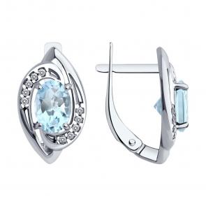 Серебряные серьги Diamant с топазом и фианитом 94-320-02685-2 фото