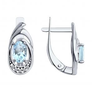 Серебряные серьги Diamant с топазом и фианитом 94-320-02686-2 фото