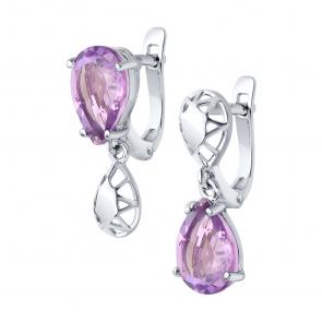 Серебряные серьги Diamant с аметистом 94-320-02688-2 фото