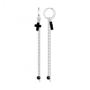 Серебряные серьги-трансформеры Кресты Diamant с гематитом 94-321-00033-1 фото