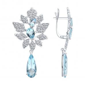 Серебряные серьги Diamant с топазом и фианитом 94-321-00111-1 фото