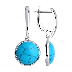 Серебряные серьги Diamant с бирюзой 94-321-00383-1 фото