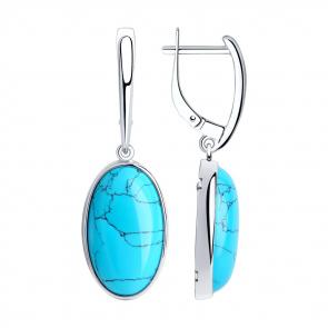 Серебряные серьги Diamant с бирюзой 94-321-00384-1 фото