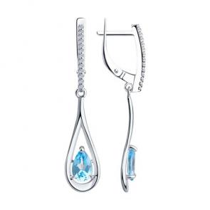 Серебряные серьги Diamant с топазом и фианитом 94-321-00526-1 фото