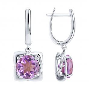 Серебряные серьги Diamant с аметистом 94-321-00985-2 фото