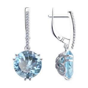 Серебряные серьги Diamant с топазом и фианитом 94-321-01921-1 фото