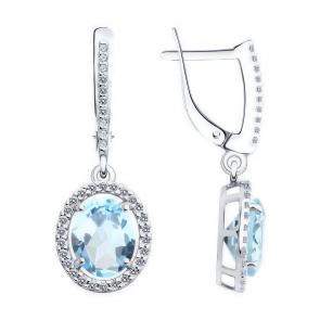 Серебряные серьги Diamant с топазом и фианитом 94-321-01999-1 фото