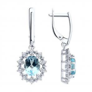 Серебряные серьги Diamant с топазом и фианитом 94-321-02042-1 фото