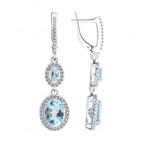 Серебряные серьги Diamant с топазом и фианитом 94-321-02046-1 фото