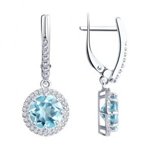 Серебряные серьги Diamant с топазом и фианитом 94-321-02052-1 фото