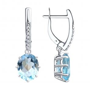 Серебряные серьги Diamant с топазом и фианитом 94-321-02054-1 фото