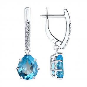 Серебряные серьги Diamant с топазом и фианитом 94-321-02059-1 фото