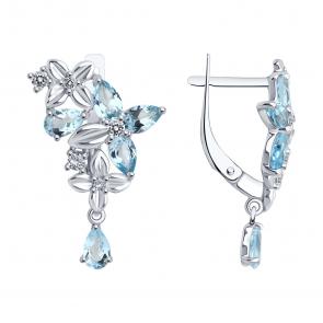 Серебряные серьги Diamant с топазом и фианитом 94-321-02061-1 фото