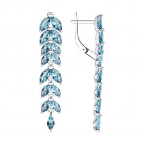 Серебряные серьги Diamant с ситаллом цвета Лондон топаз 94-321-02172-1 фото